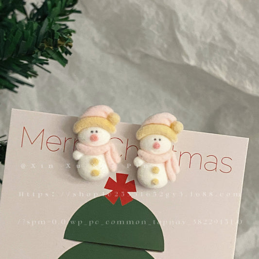 Alloy Powder Christmas Snowman Earrings (Minimo de Compra 2) MIC-XinXu009