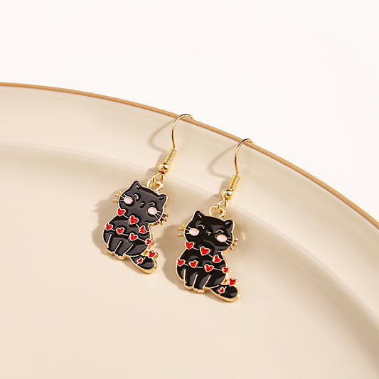 Acrylic Black and White Love Cat Earrings MIC-JianL018