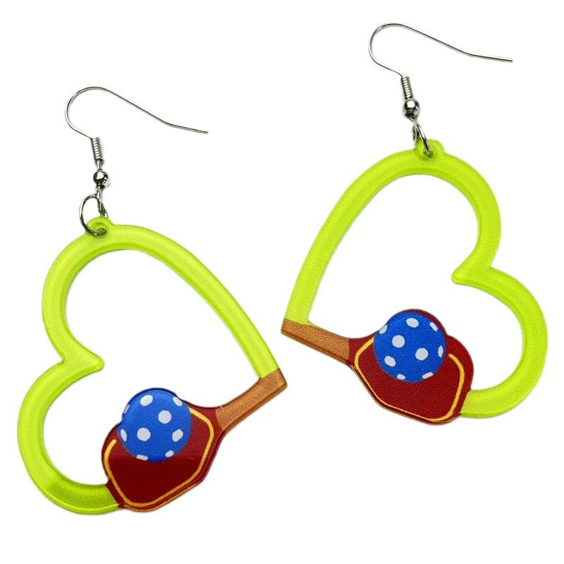 Alloy acrylic sports racket earrings (Minimo de compra 2) MIC-HeY003