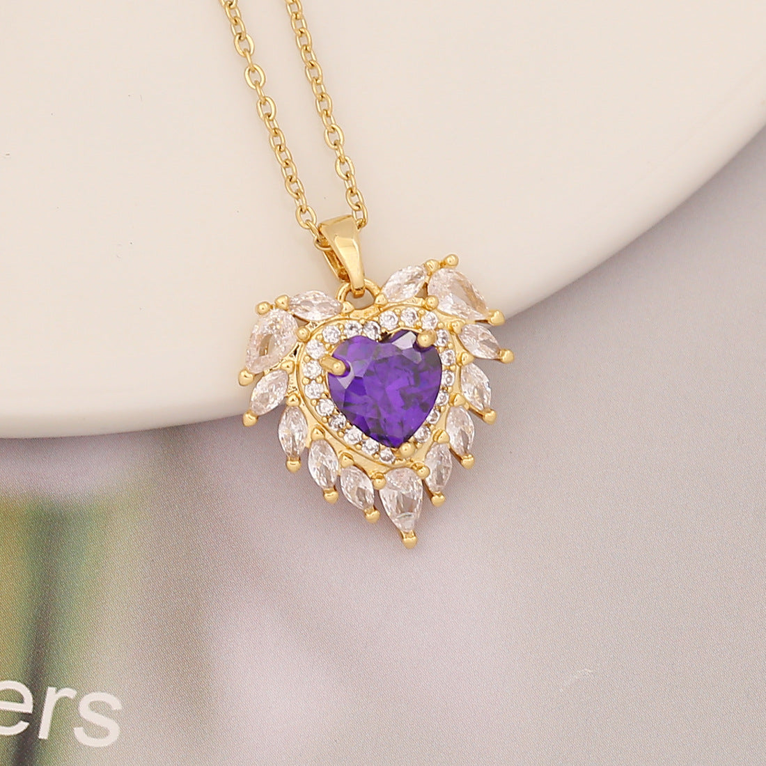 Necklaces Copper Zircon Stainless Steel Fantasy Purple Series BingM025