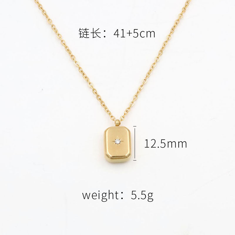 Stainless steel gold-plated gold brick necklace MYA-XuanJ030