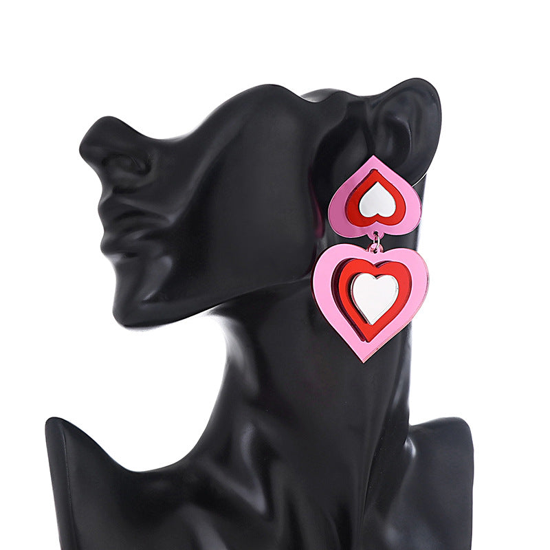 Gradient 3D Heart Acrylic Earrings