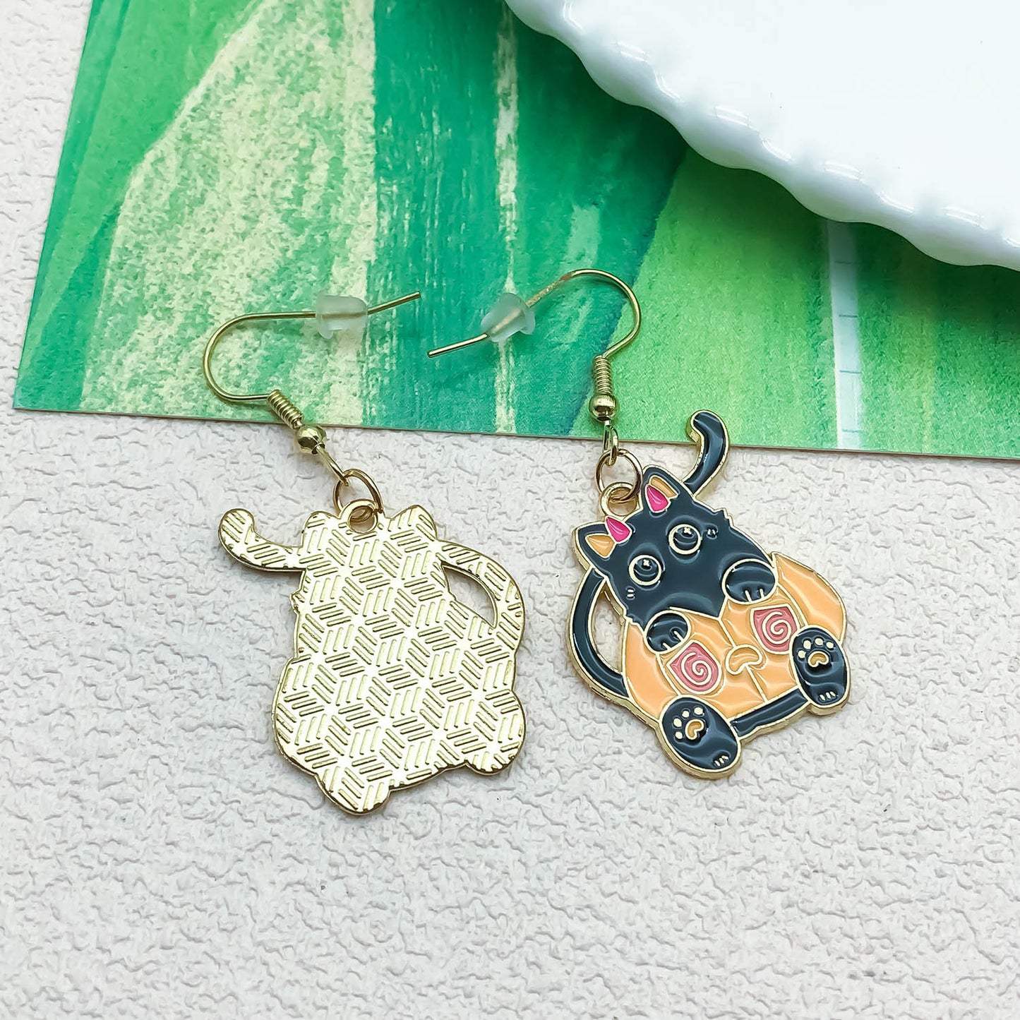 Alloy Halloween Cute Cat Pumpkin Earrings (Minimo de compra 5) MIC-OuL012