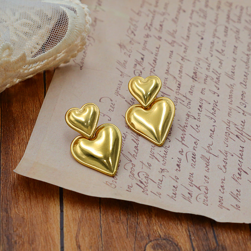 Titanium steel 18K heart-shaped smooth surface minimalist earrings MYA-XuanJ007