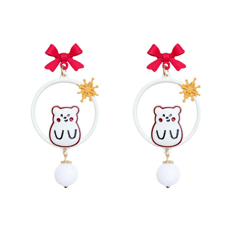 Alloy bow snowflake bear earrings (Minimo de Compra 3) MIC-BiS017