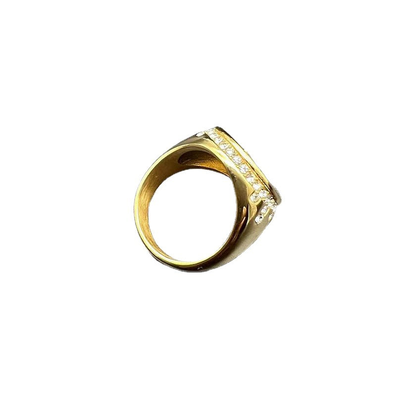 Gold Plated Stainless Steel Virgin Mary Ring MIC-FuY006