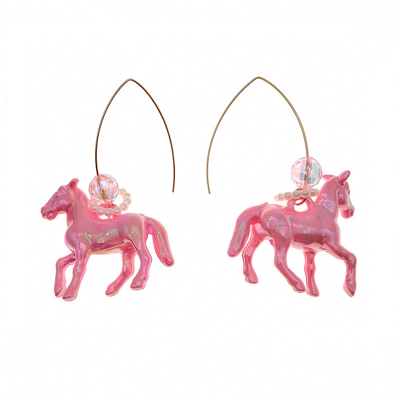 Resin Unicorn Pink Pearl Earrings (Minimo de compra 2) MIC-LinC003