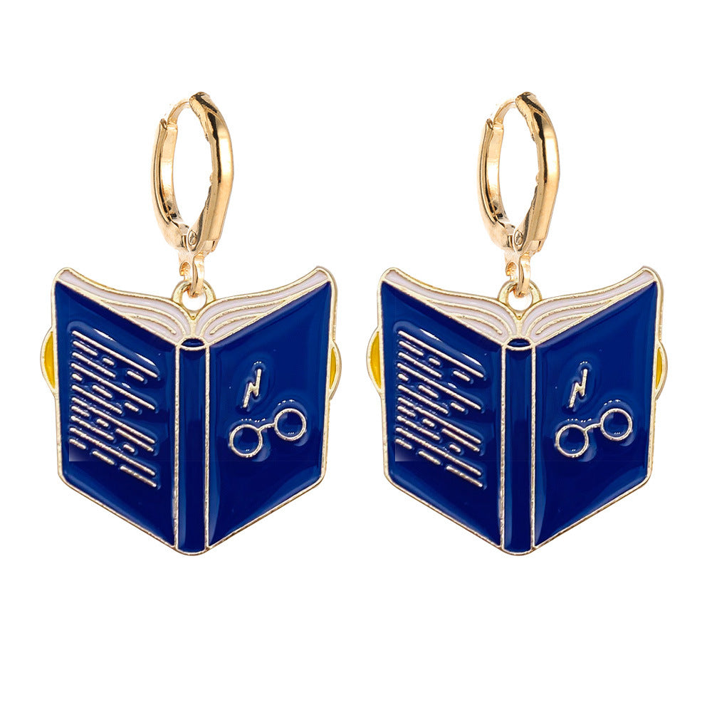 Alloy blue book earrings MIC-ChenY009