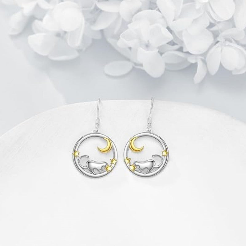 Alloy Cat Mi Xing Xing Yue Earrings (Minimo de compra 10) MYA-ZhuY007