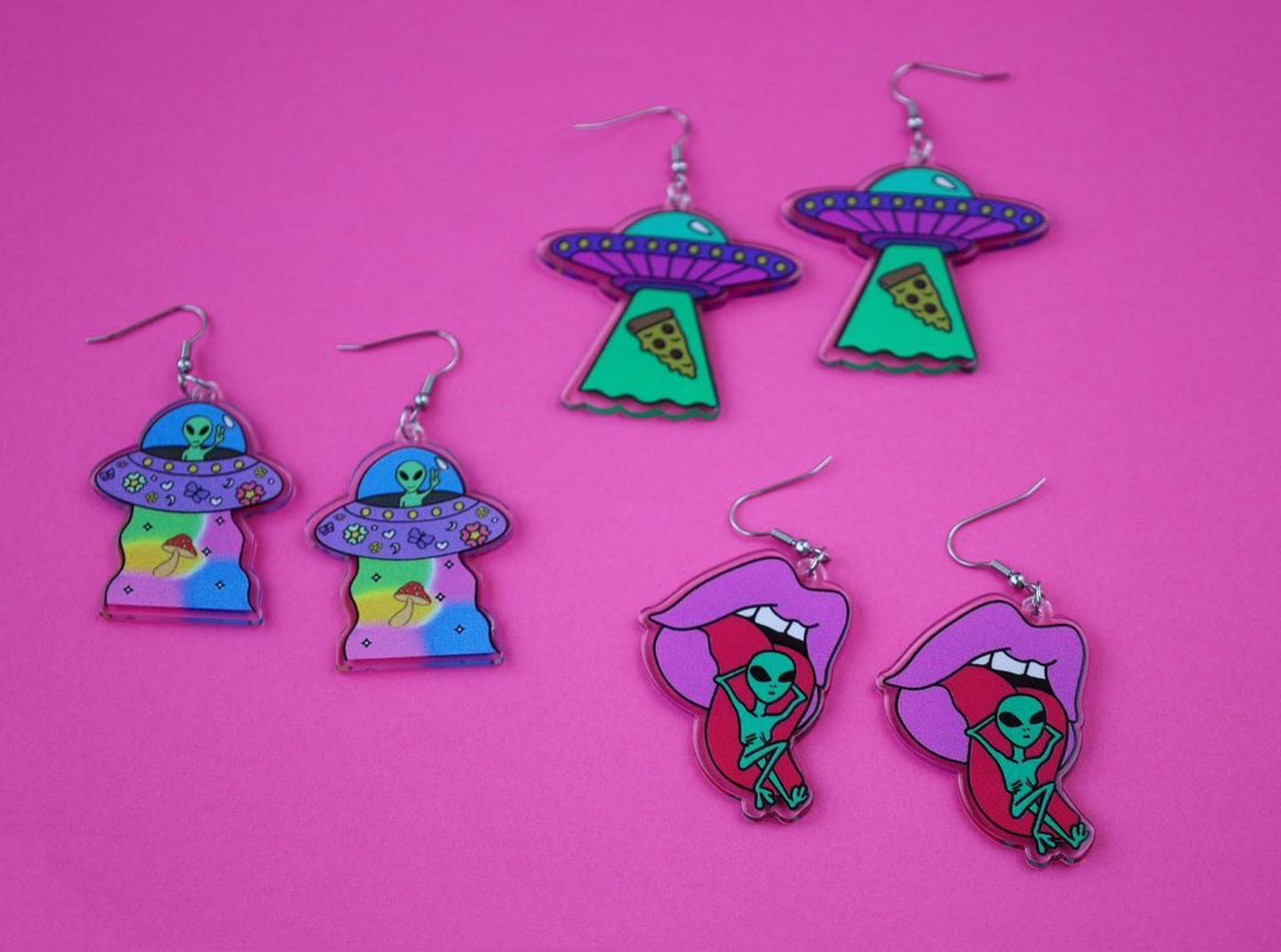 Resin Spaceman UFO Earrings MIC-YuX005