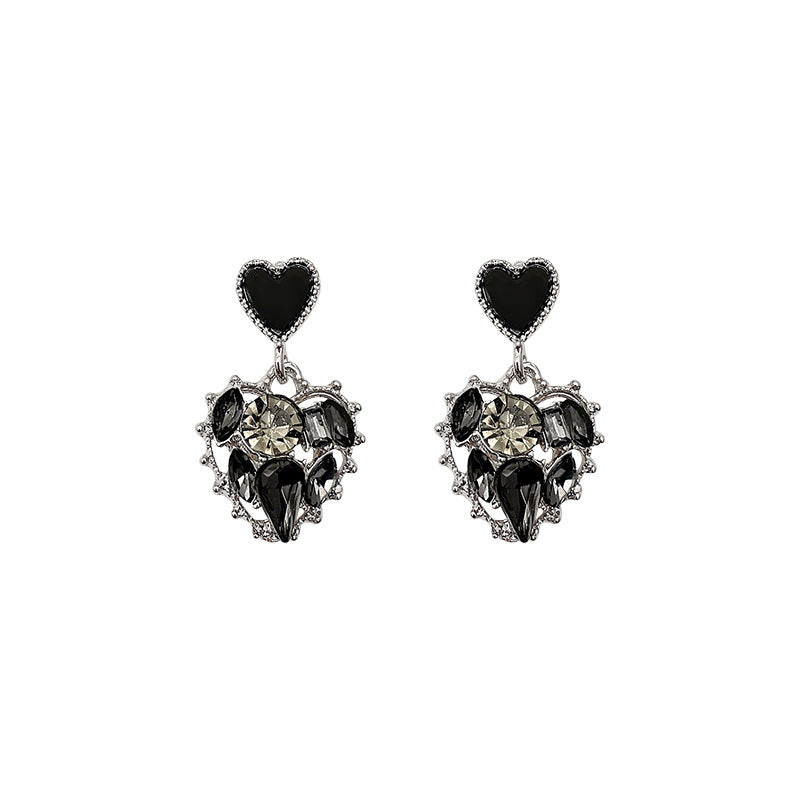 Alloy black heart earrings MIC-HanK002