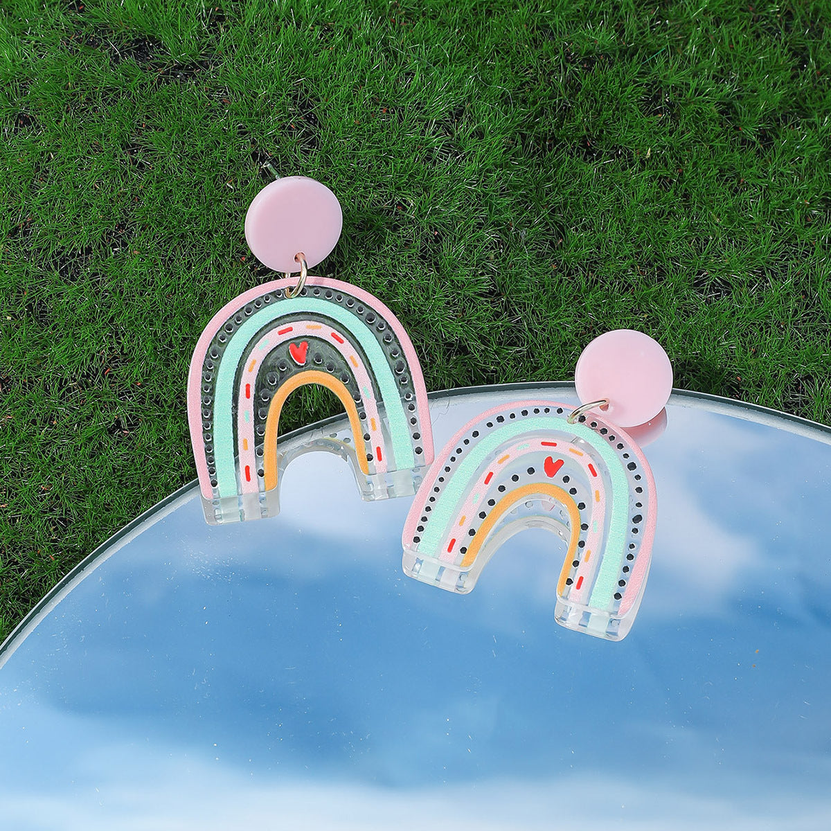 Acrylic Colorful Rainbow Cloud Earrings (Minimo de Compra 2) MIC-QiShang003