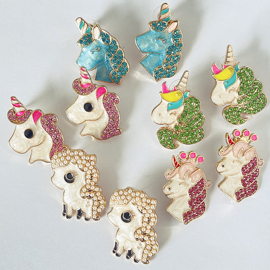 Alloy Candy Animal Unicorn Earrings MIC-JuJ012