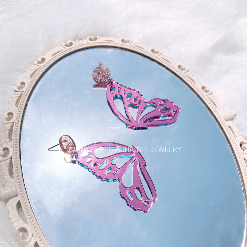 Alloy acrylic separated butterfly wing earrings MIC-OuG110