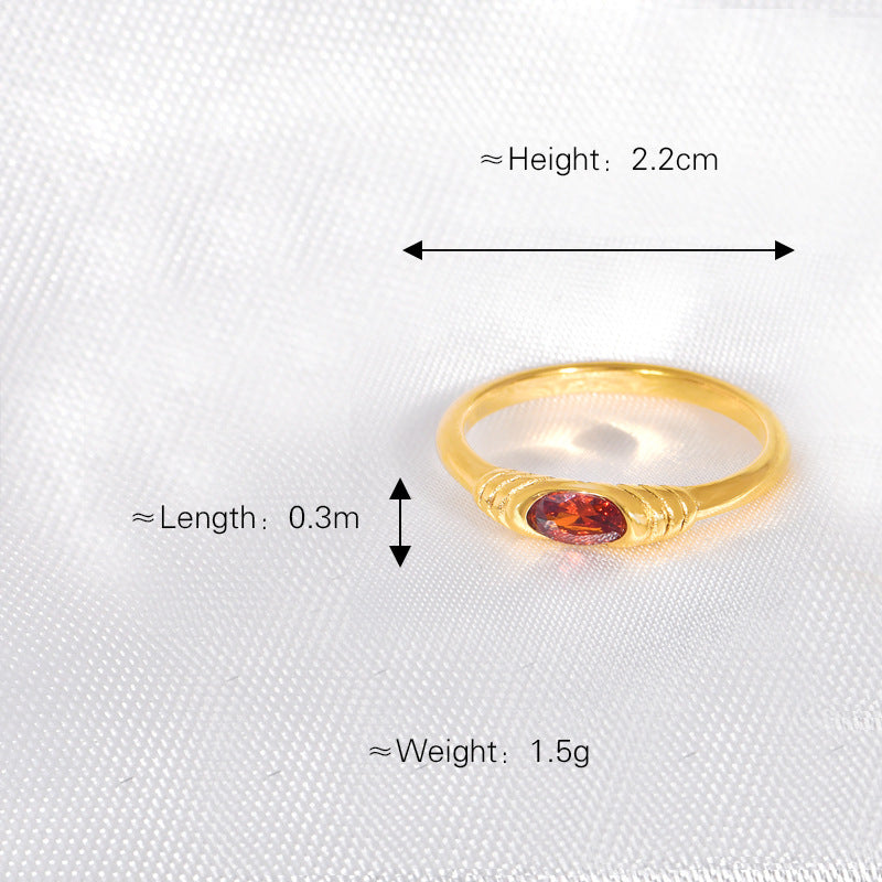 Stainless steel gold-plated zircon titanium ring MYA-YHZX007