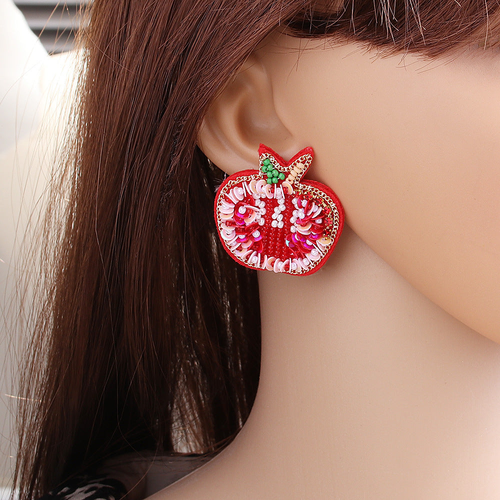 Alloy Beaded Love Rice Ball Earrings (Minimo de compra 6) MIC-ManT002