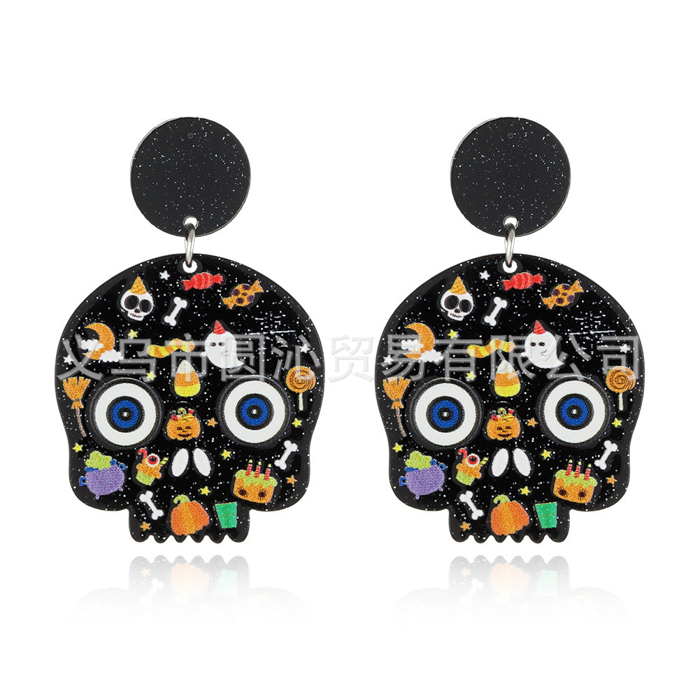 Acrylic Halloween cartoon printed earrings (Minimo de Compra 3) MIC-YuanQ004