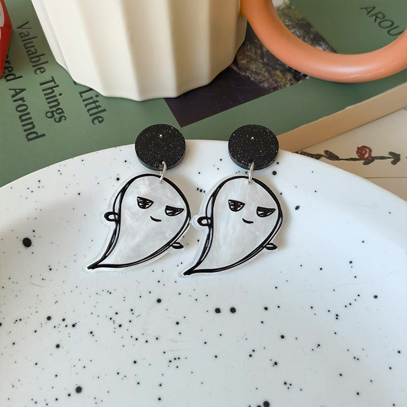 Resin Halloween Ghost Earrings MIC-JiuY028