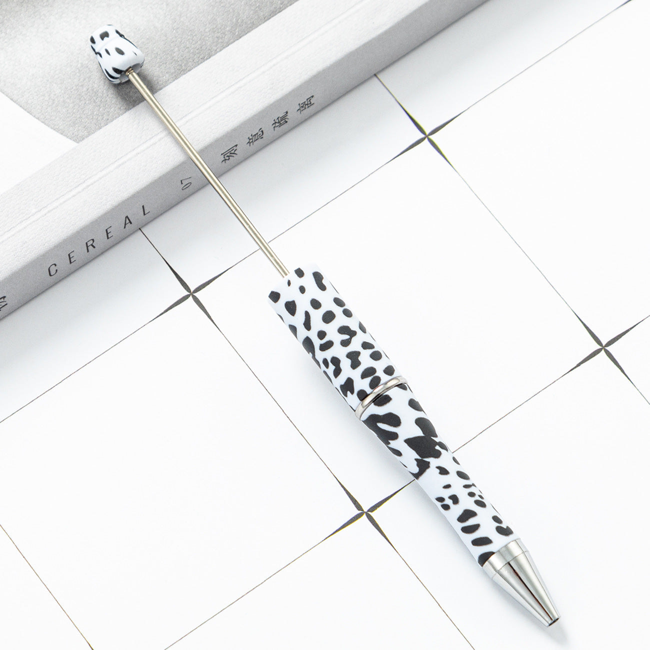 DIY Leopard Floral Cow Plastic Bead Pen HuaH002