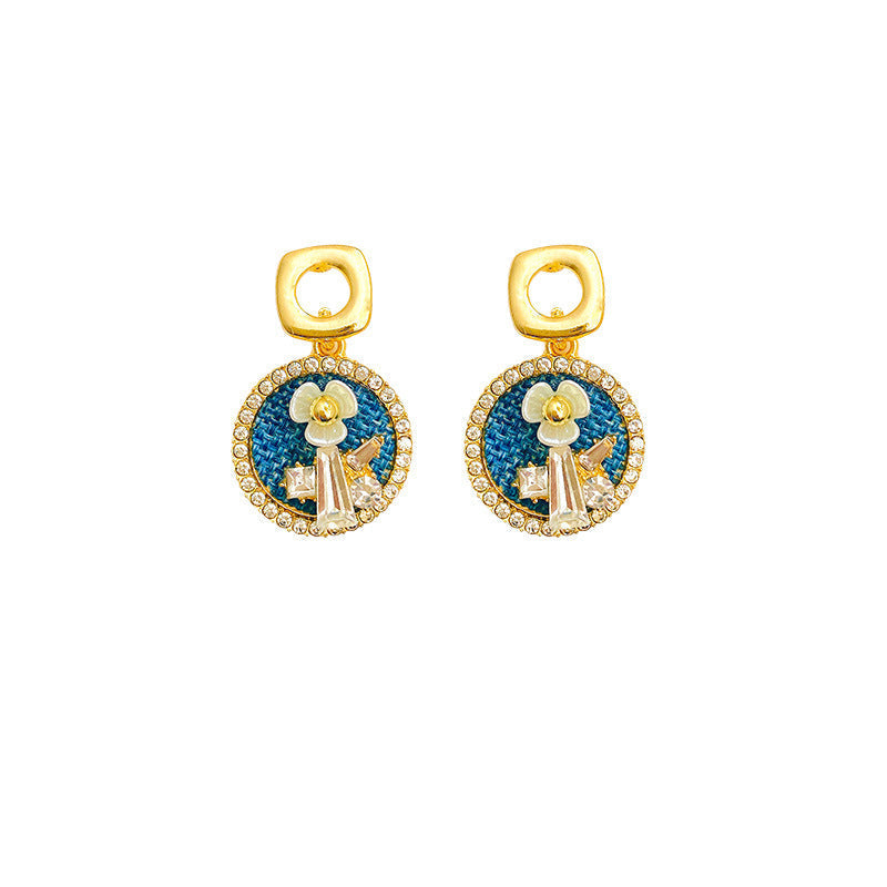 Alloy full diamond flower earrings MIC-LvS014