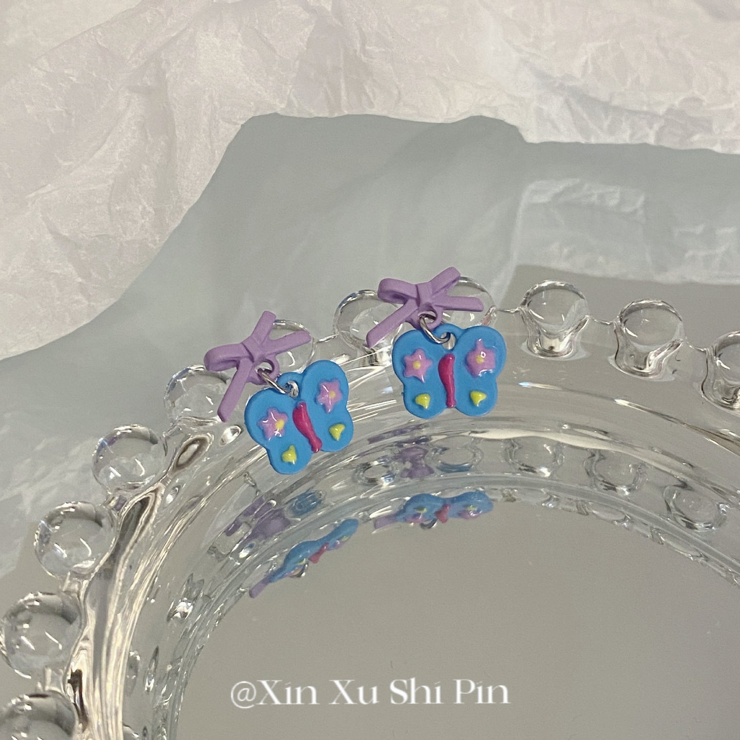 Alloy Purple Butterfly Earrings MIC-XinXu021