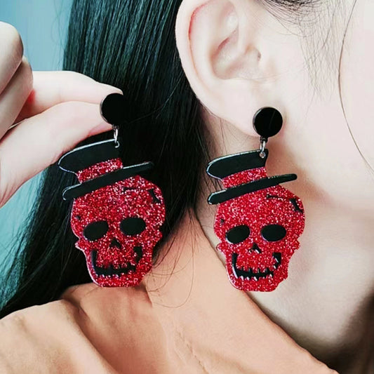 Acrylic Halloween Skull earrings (Minimo de Compra 2) MYA-DuA030