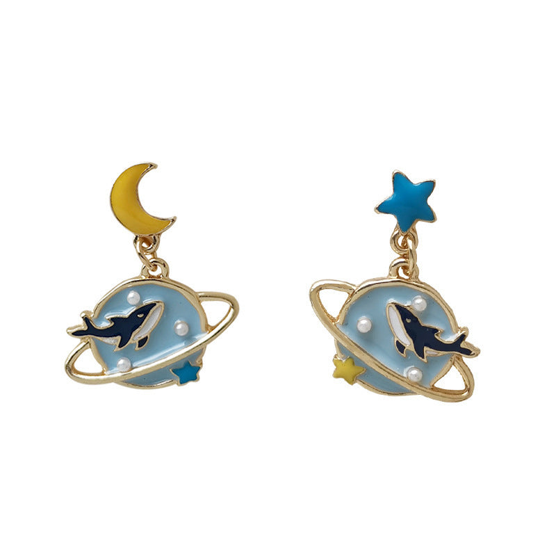 Alloy Asymmetric Star Moon Earrings (Minimo de Compra 3) MIC-BiS018