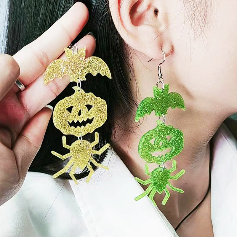 Acrylic Halloween Ghost Face Skeleton Head Ear Studs (Minimo de Compra 2) MYA-DuA046