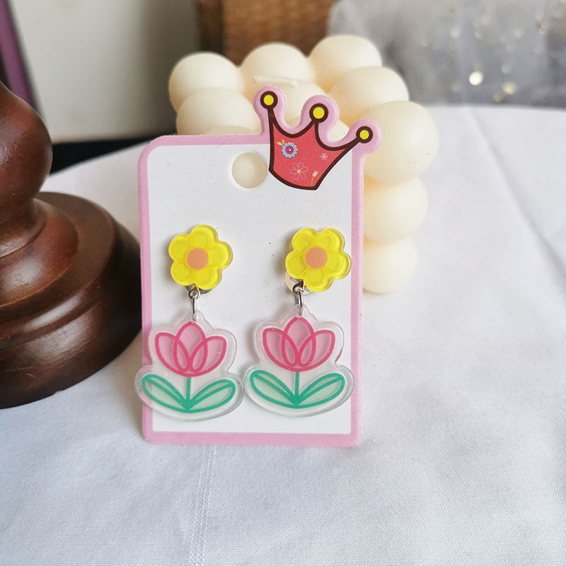 Acrylic Fruit Flower Earrings (Minimo de Compra 2) MIC-HanJ002