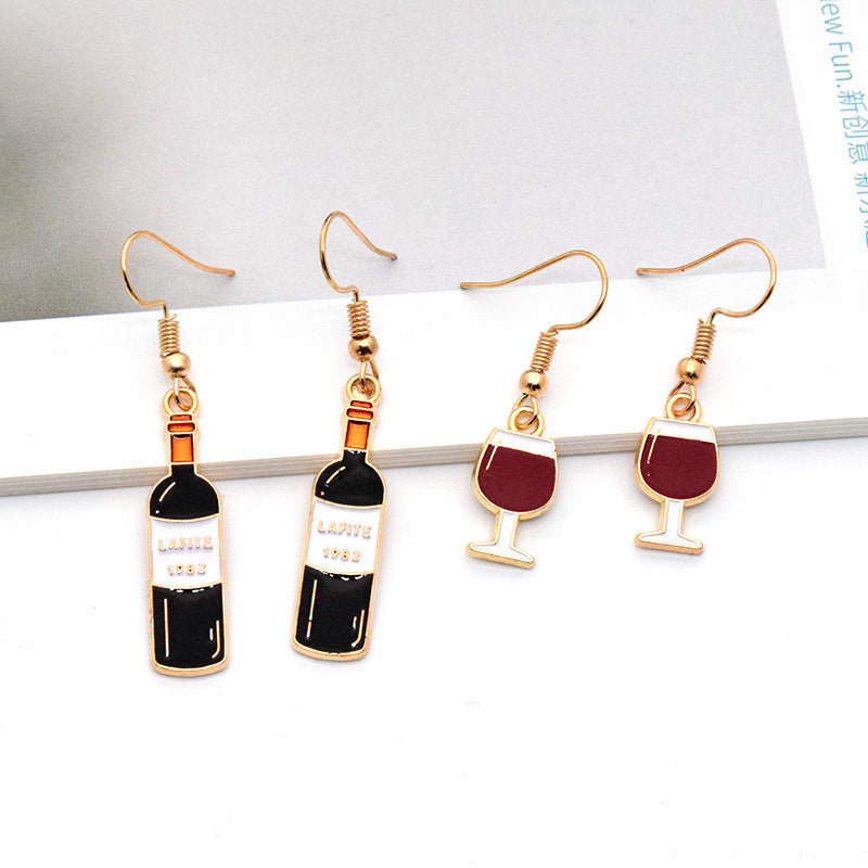 Alloy pen holder wine bottle earrings (Minimo de Compra 6) MIC-JueJ030