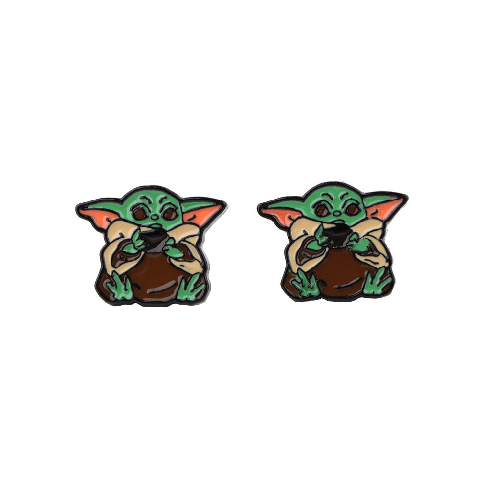 Alloy Yoda Baby Earrings (Minimo de Compra 5) MIC-KuB015