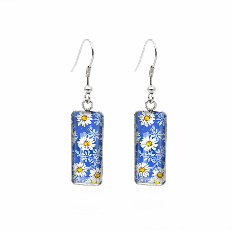 earrings stainless steel chrysanthemum square Minimo de compra 2 xiangl017