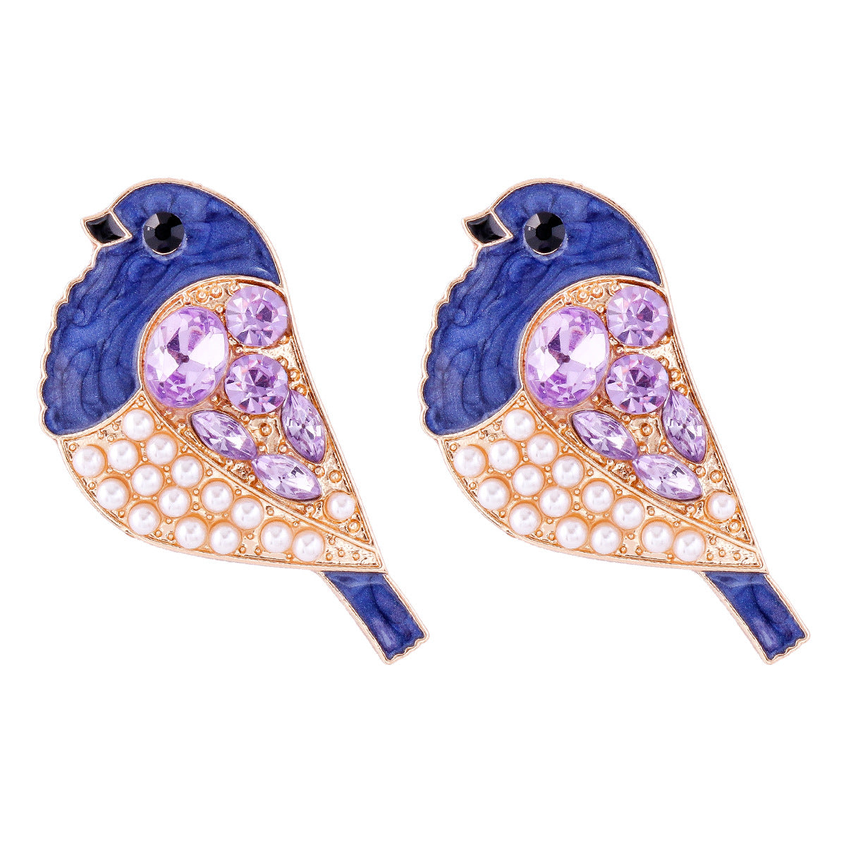 Alloy full diamond bird earrings MYA-JuJ024