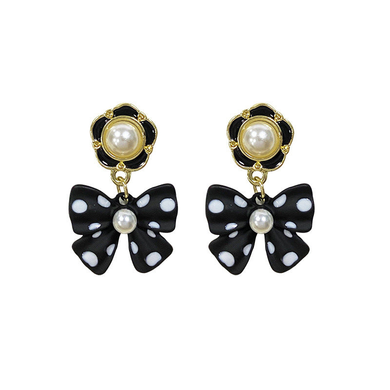 Alloy polka dot bow earrings MIC-TTSP012