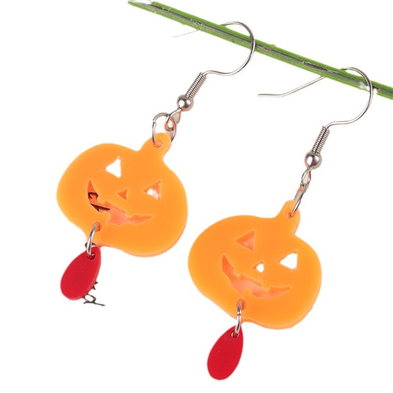 Acrylic Ghost Bat Pumpkin Earrings MYA-DuA091