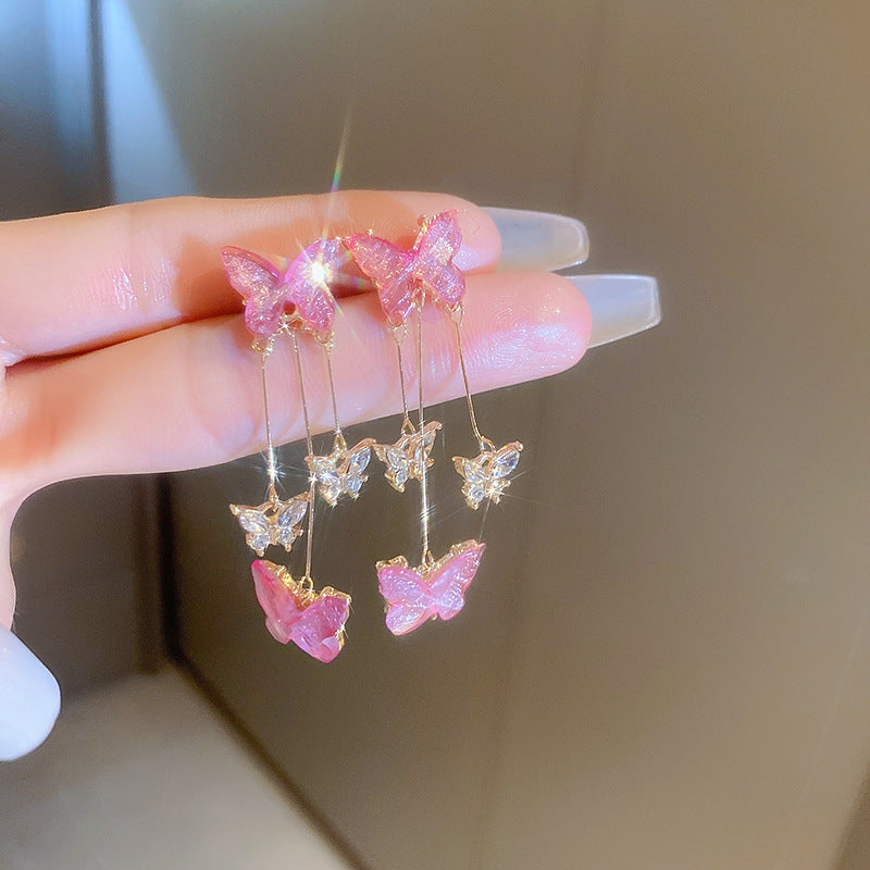 Alloy butterfly tassel earrings (Minimo de Compra 2) MIC-BY014