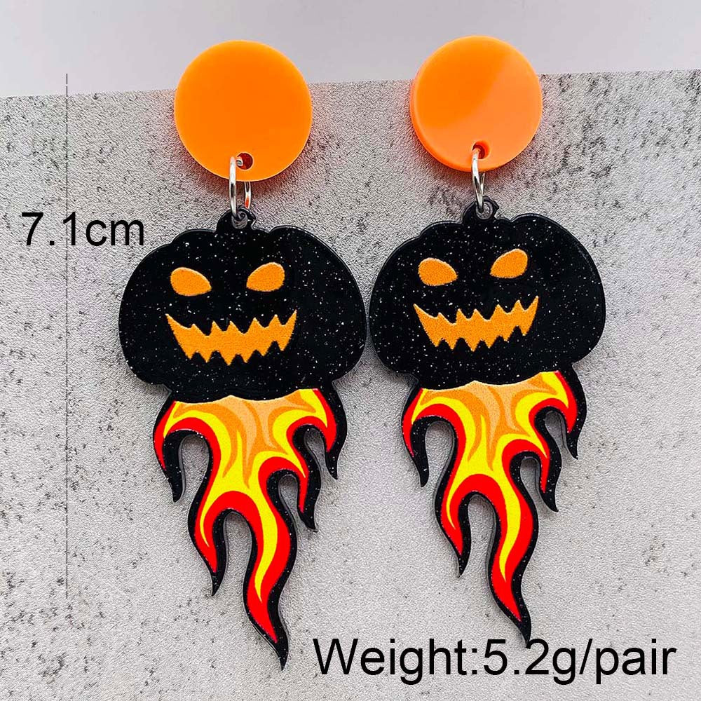 Acrylic Halloween Ghost Pumpkin Earrings (Minimo de Compra 2) MIC-ChenY023