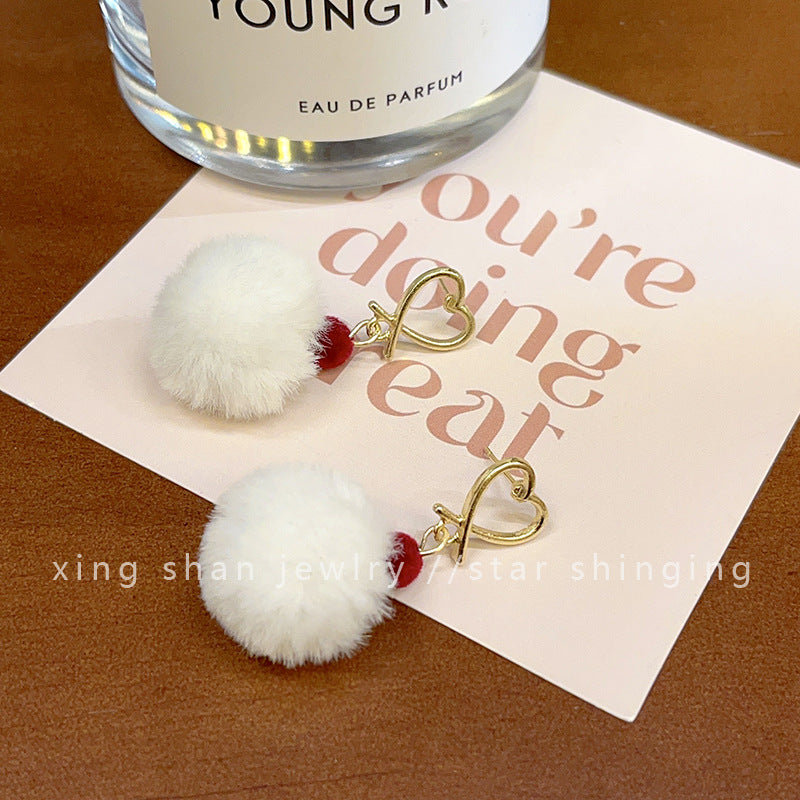 Alloy Love Hair Ball Earrings MIC-XingS023