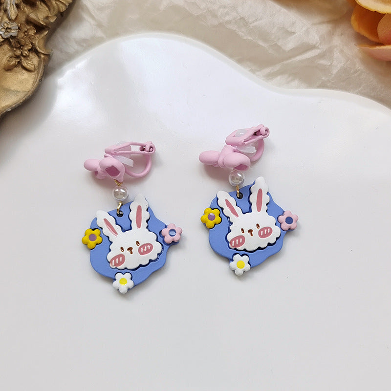 Alloy Little White Rabbit Flower Earrings (Minimo de Compra 2) MIC-BLD044