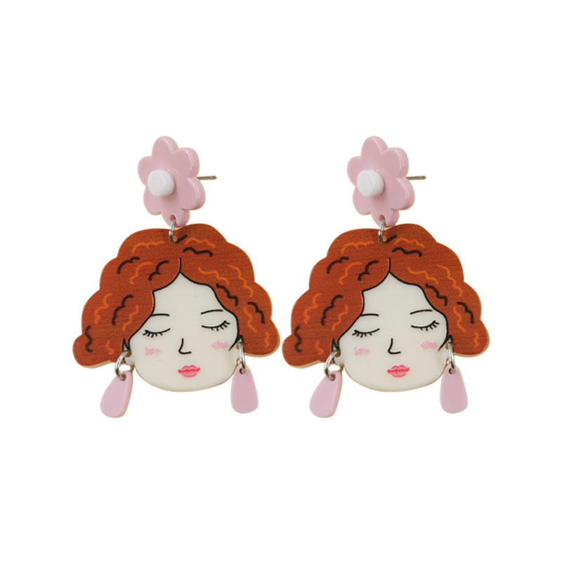 Acrylic Sweet Pink Flower Earrings (Minimo de Compra 2) MIC-QingM007