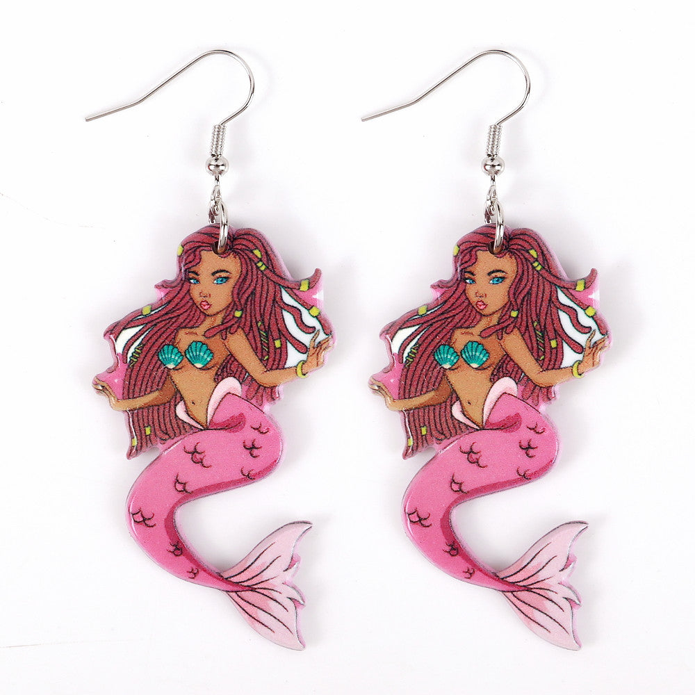 Acrylic sexy girl mermaid earrings MIC-ChouD022