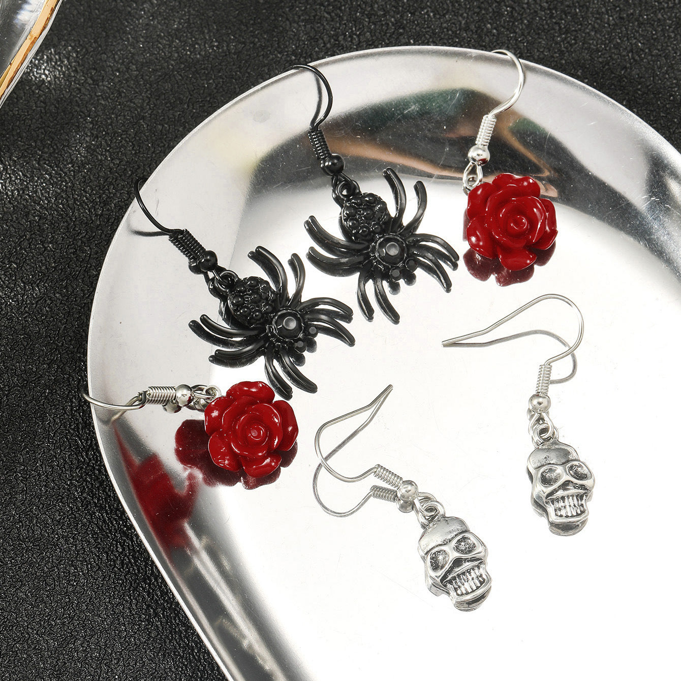 Alloy New Rose Skull Earrings MIC-JunJ008