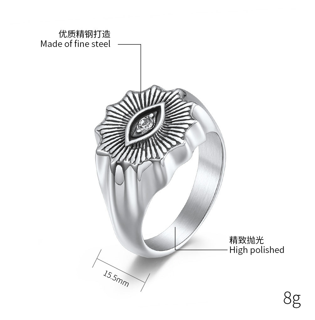 Ring Stainless Steel Eyes Titanium Steel Men PREMQIANF009