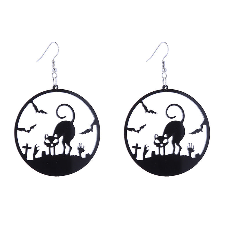 Acrylic Spider Web Ghost House Earrings (Minimo de Compra 2) MIC-ChouT035