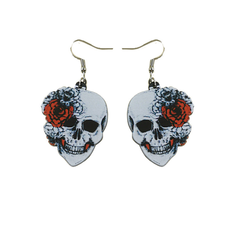 Acrylic skull color earrings (Minimo de compra 2) MIC-QinM008