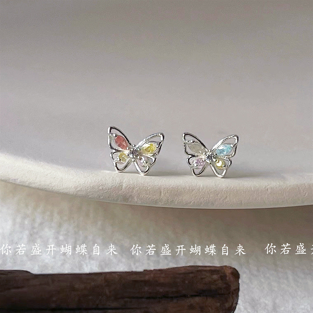 Alloy colored zirconium butterfly earrings MIC-LiangM007