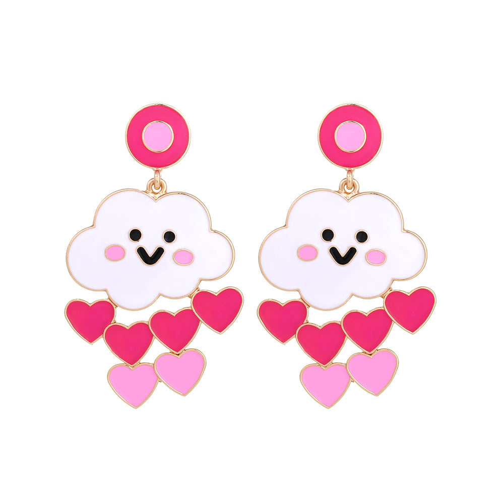 Alloy Drop Oil Love Cloud Earrings MIC-ManY069