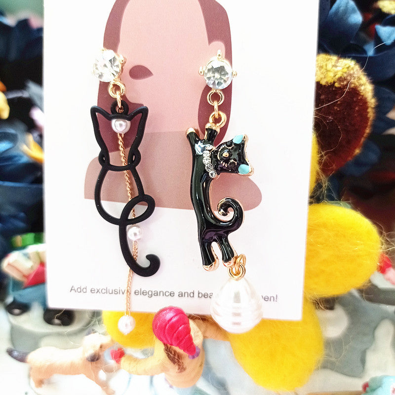 Resin Hollow Black Cat Earrings MYA-BXX012