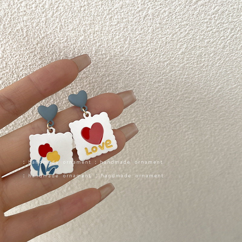 Resin Heart Flower Earrings (Minimo de compra 2) MIC-TQL015