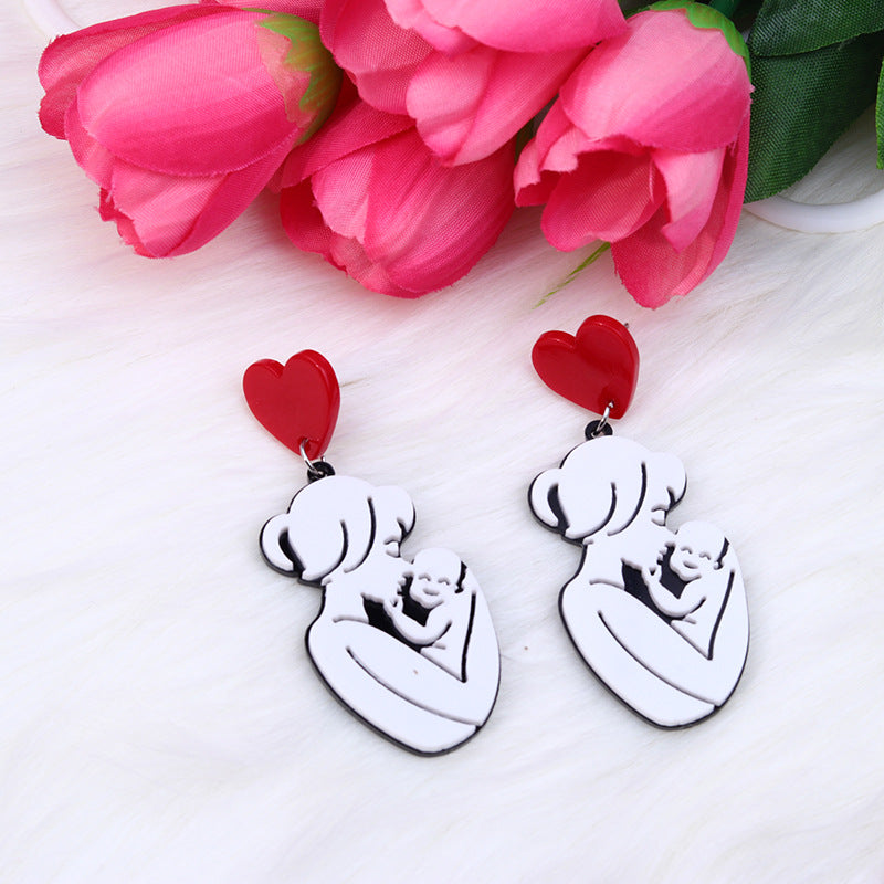 Mother's Day Acrylic Heart Earrings